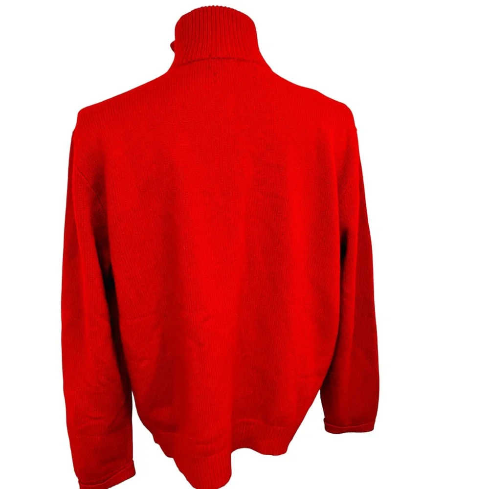 Vintage POLO Ralph Lauren‎ Red Lambswool 1/4 Zip Sweater Mens XXL Preppy Classic